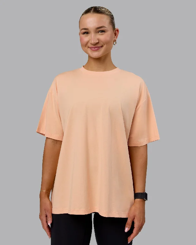 Go-To Set The Standard FLXCotton Oversized Tee - Peach Fuzz -White