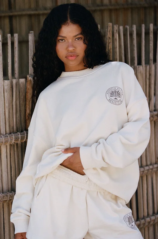 Women's Occasion Wear Clothing Vacation Oversized Sweatshirt  - Marshmallow White