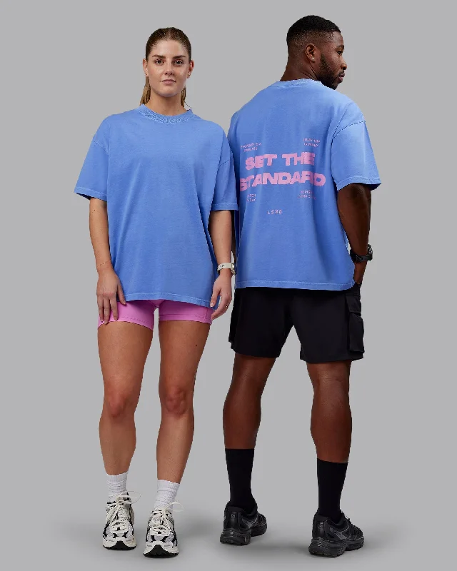 Unisex Washed Set The Standard Heavyweight Tee Oversize - Baja Blue-Bubblegum