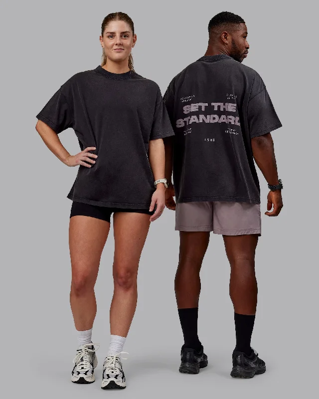 Unisex Washed Set The Standard Heavyweight Tee Oversize - Black-Greyish Purple