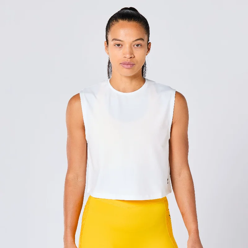 Crop Crew Cut Tank - Pearl White