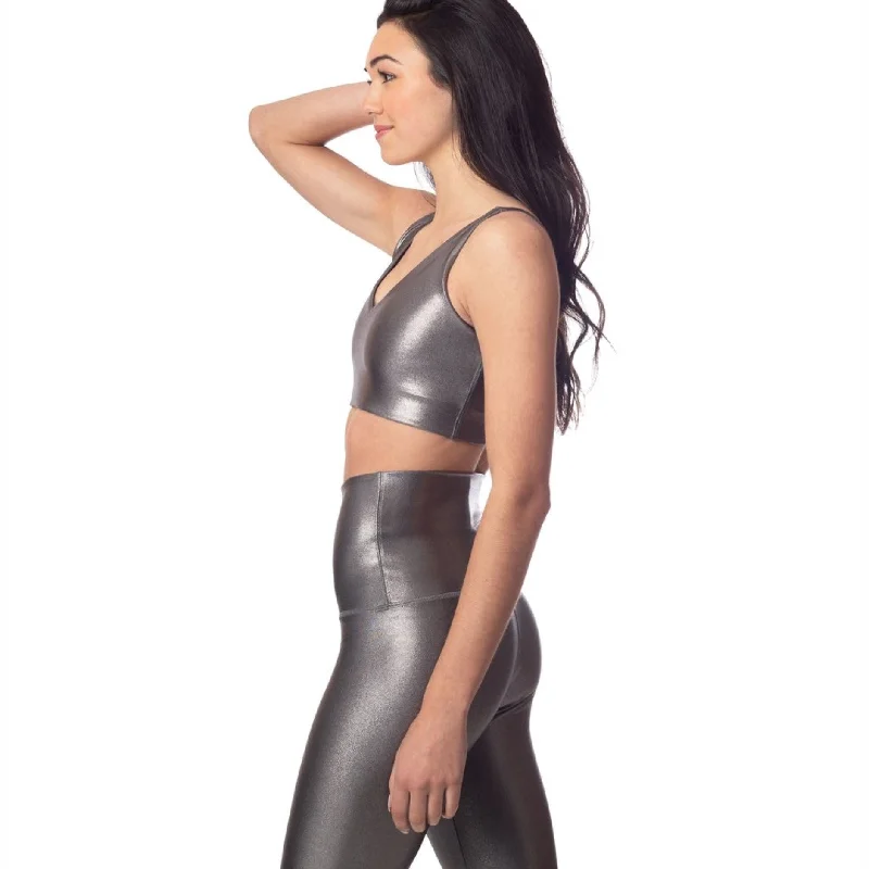 Gunmetal Shimmer V Crop Top