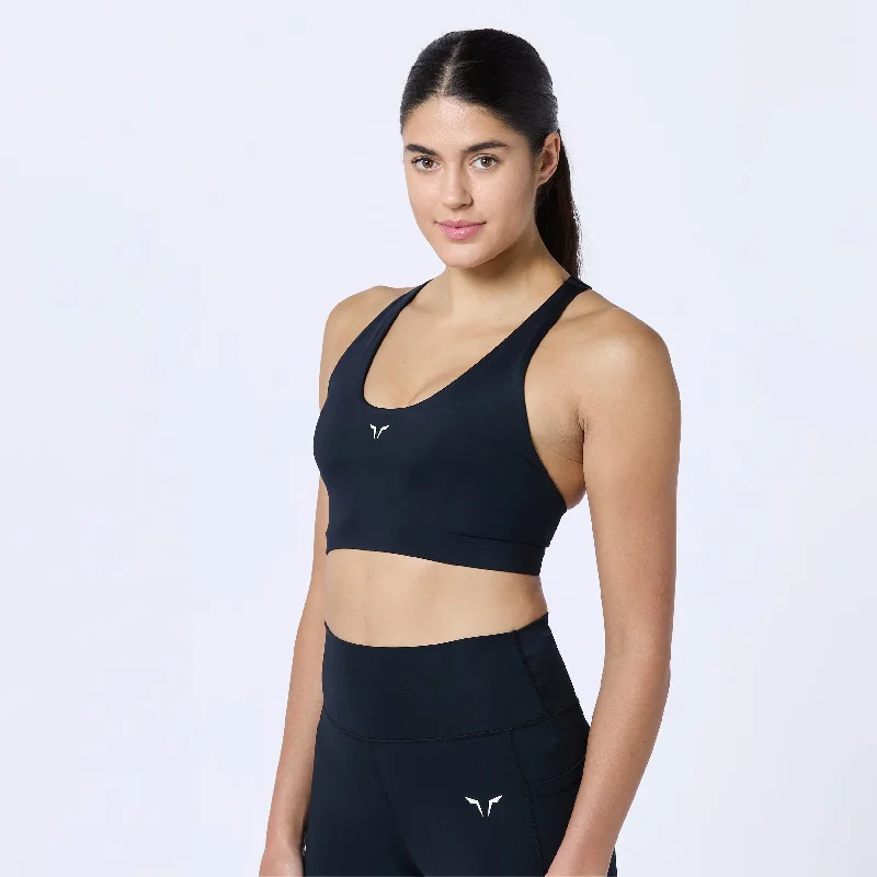 Women's Activewear Apparel Essential Cross Back Adjustable Bra - Black