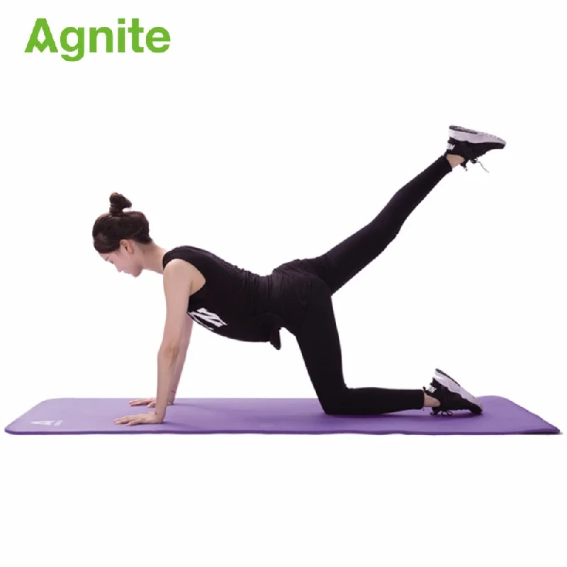 Agnite 4174 professional slip-proof NBR yoga mat 10mm for fitness cushion quality gymnastics exercise matress sport carpet strap