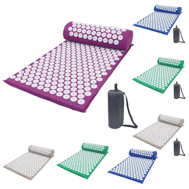 Yoga Spike Acupressure Mat Pillow Set Back Body Massager Acupuncture Cushion Mat Pain Relieve Spike Yoga Mat with Pillow